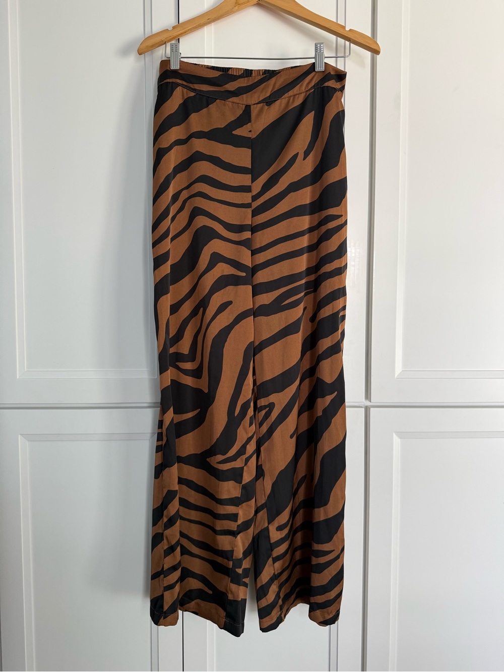 Brown and Black Zebra Print satin pants